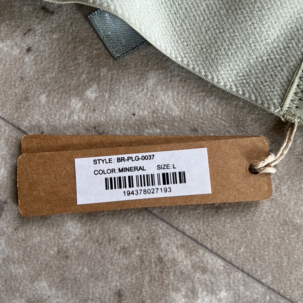Skims Cotton Ribbed Plunge Bralette-Size L-Mineral - Picture 4 of 4